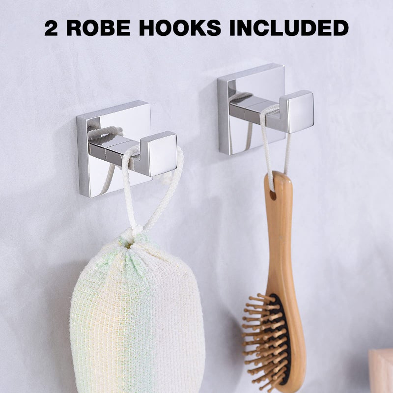 TRUSTMI 5-Piece Bathroom Hardware Accessory Set Robe Hook Towel Bar Toilet Roll Paper Holder Towel Ring Wall Mounted, SUS 304 Stainless Steel, Chrome - Image 2